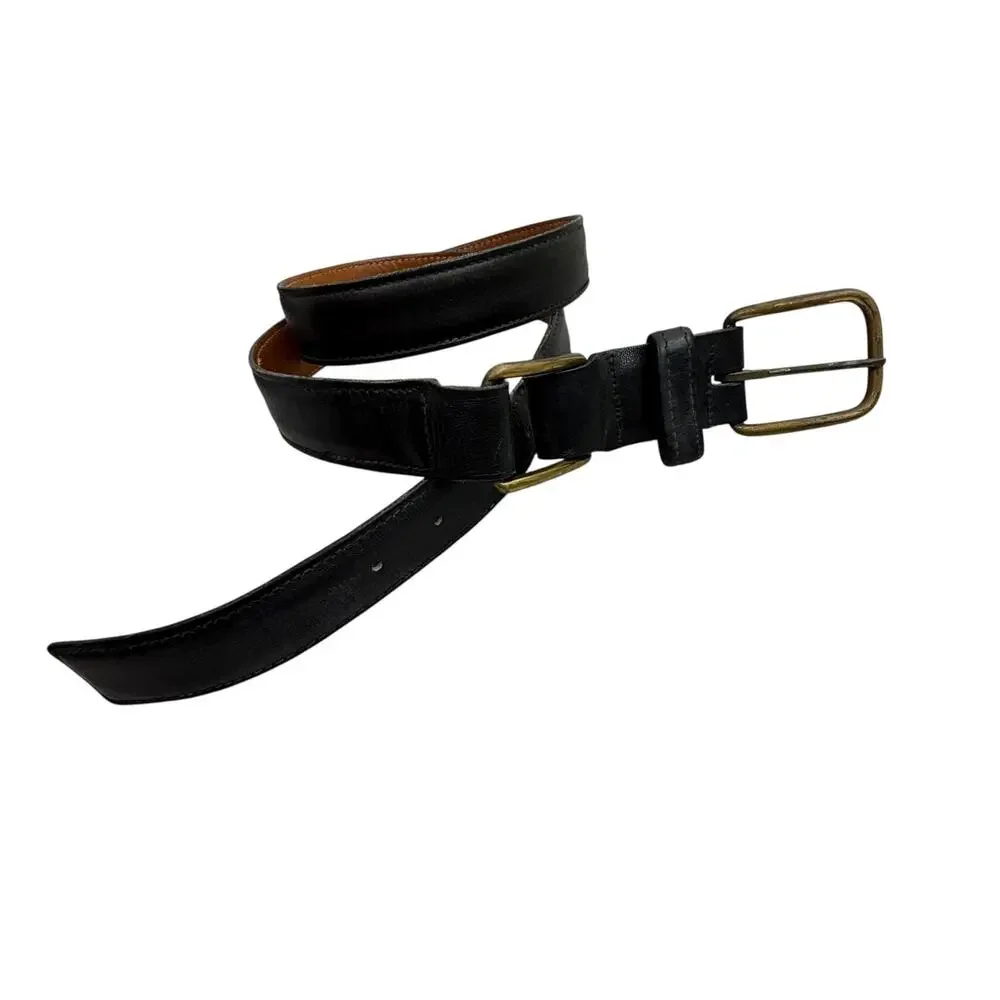 Vtg Levis Harness Leather Belt Mens Size 36 Brown Brass Buckle 1